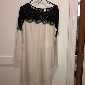 Ivory & black lace dress